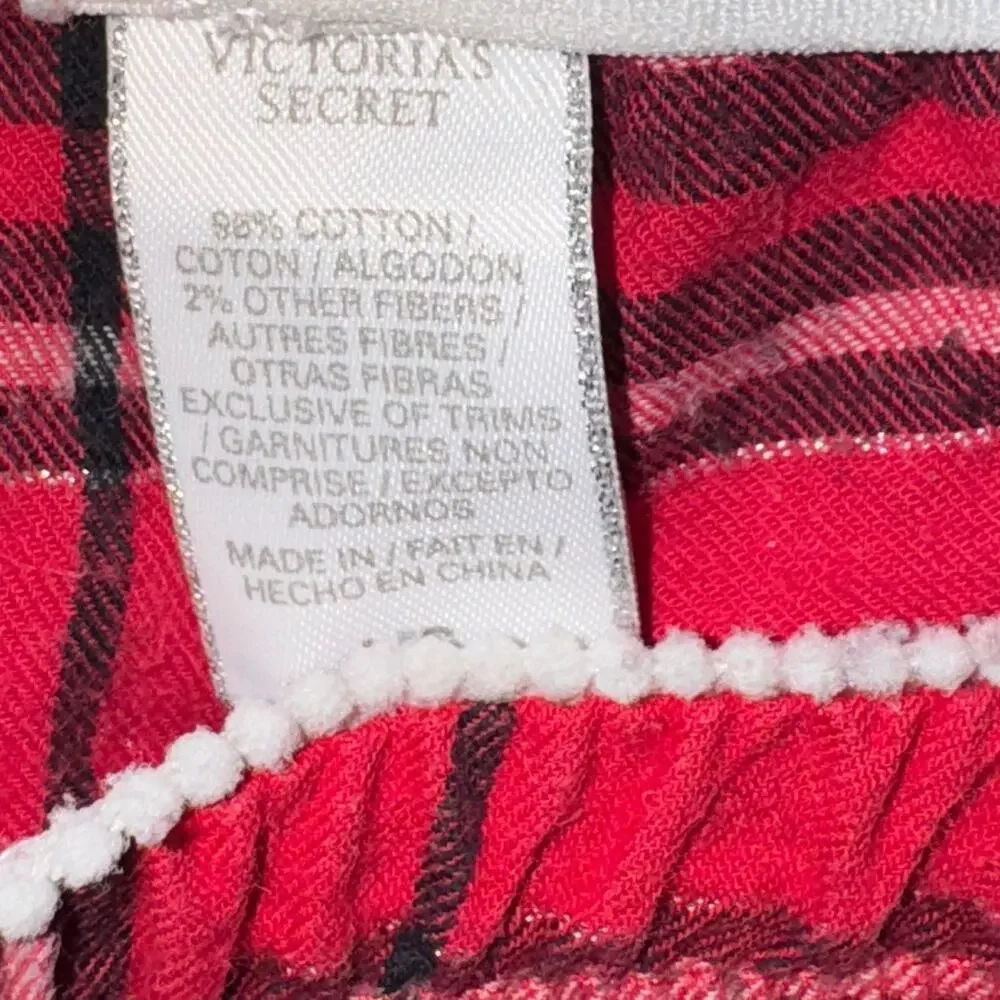Victoria’s Secret Red Plaid Pom Pajama Set Size L